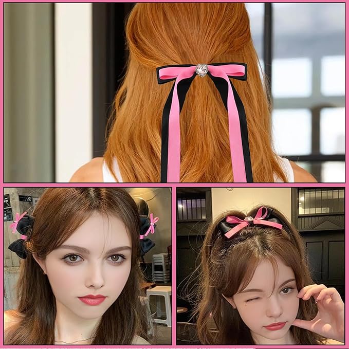 4pcs Hair Bow Clips for Girls & Women ā Cute Satin Ribbon Bows