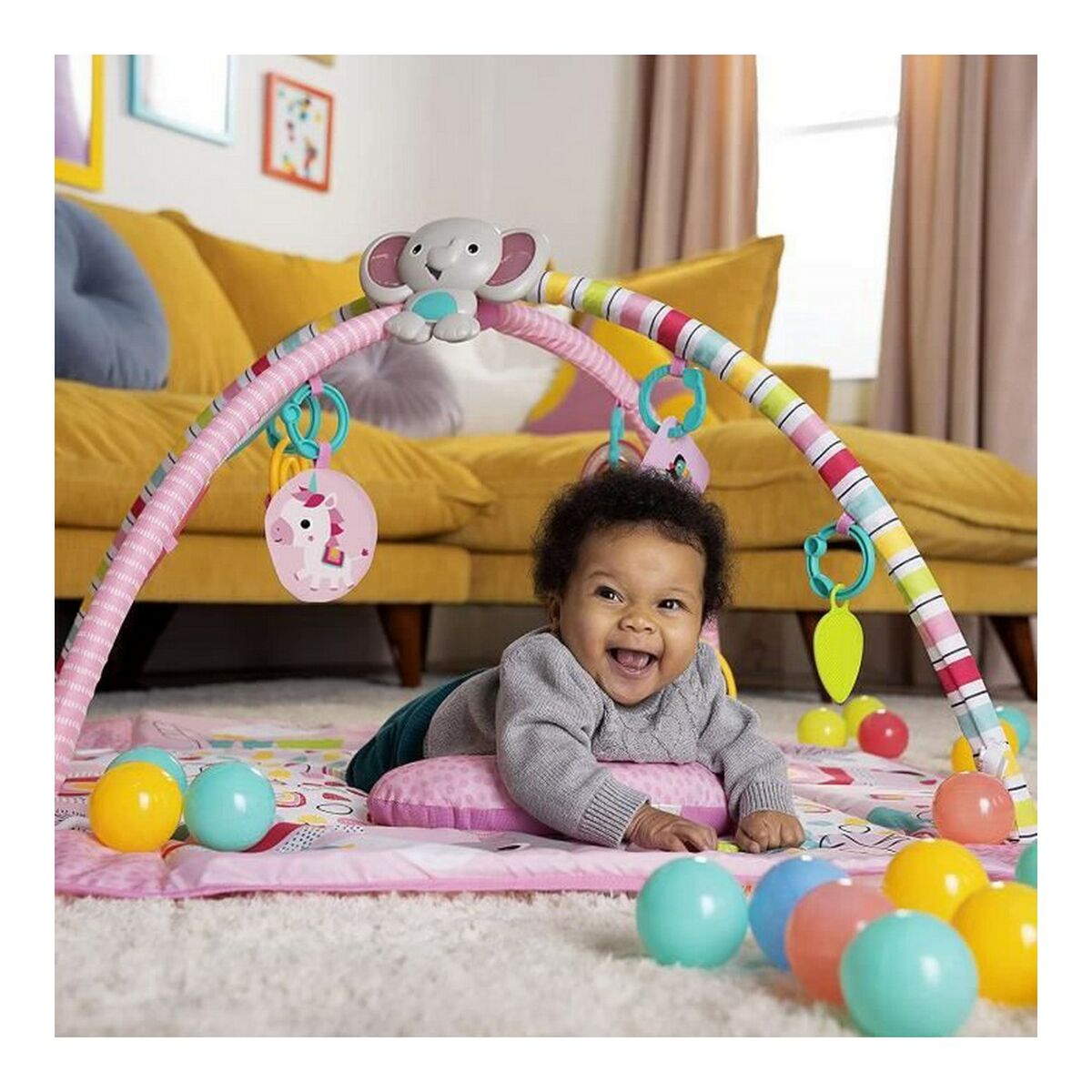 Playground Bright Starts Activity Gym Pink 5-in-1 Rainbow